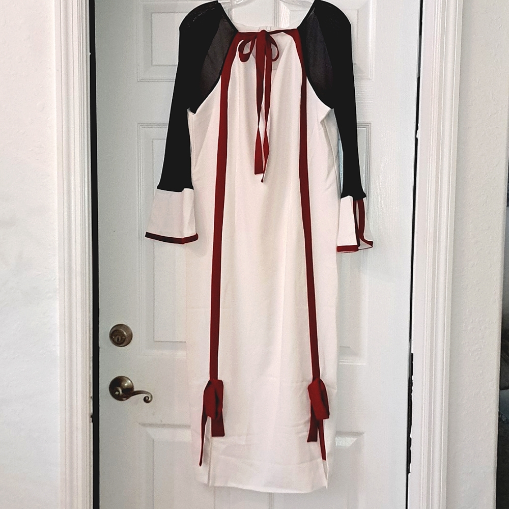 Black and white dress sheer detail Multiflora Womens Size Large